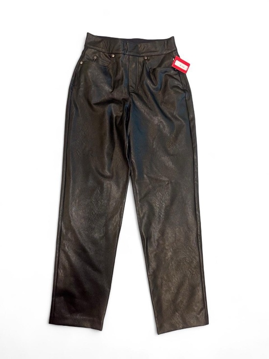 SPANX Pants - SPANX Black Faux Leather Straight-Leg Pants